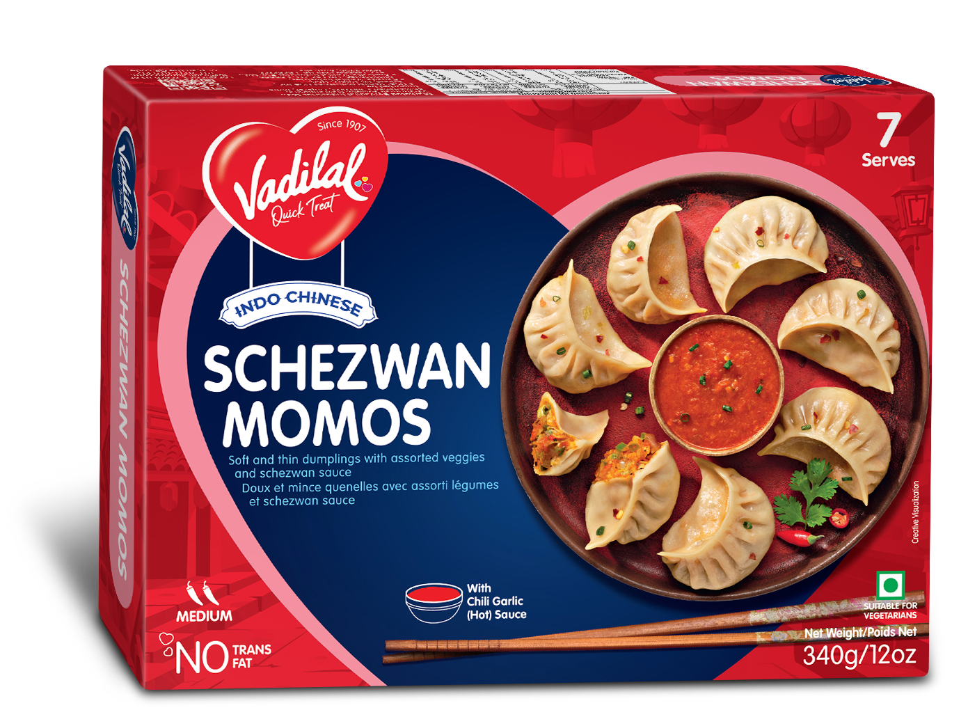 茶 MOMOS Schezwan Momos – Vadilal Quick Treat