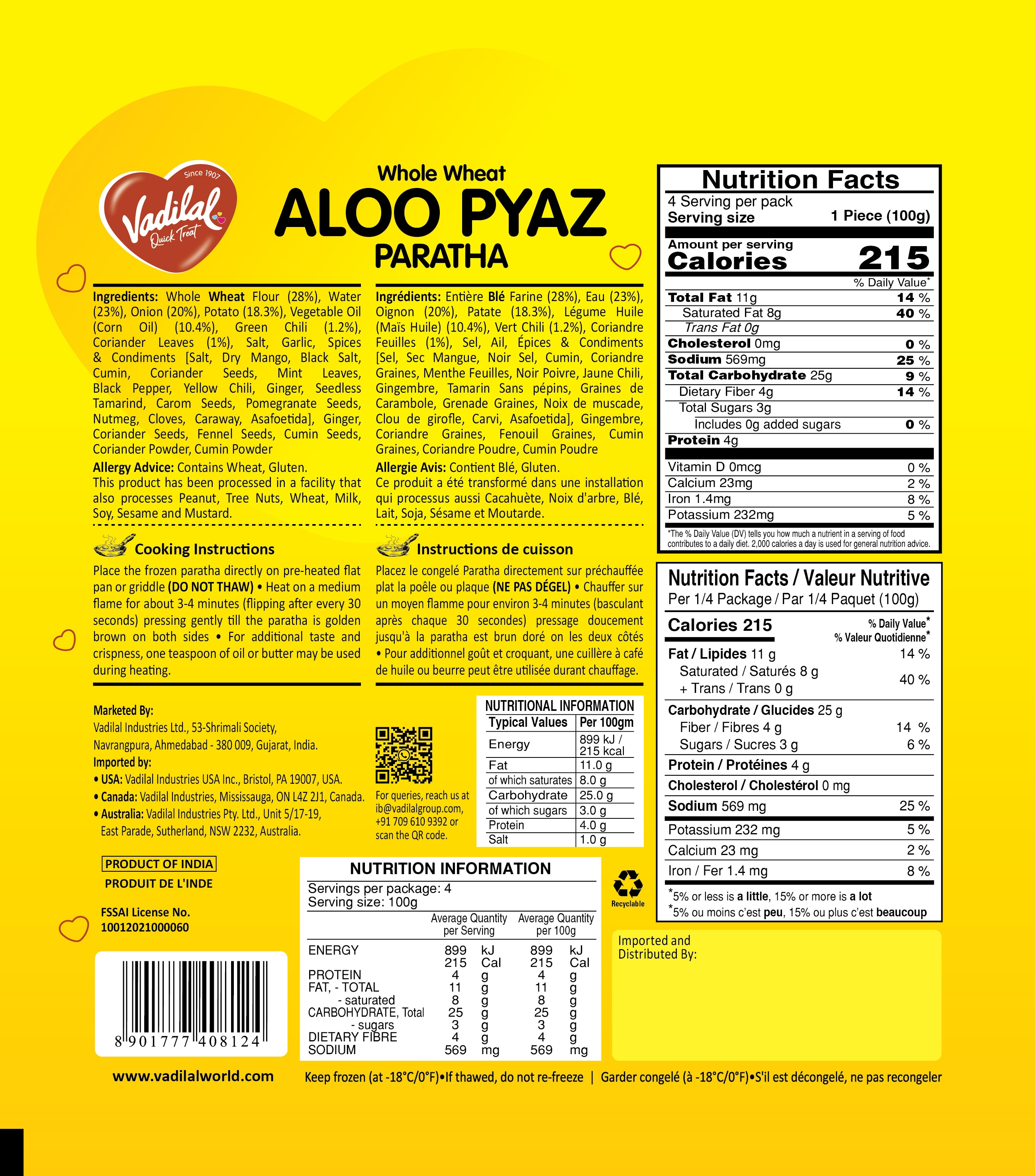 Aloo Pyaz Paratha – Vadilal Quick Treat