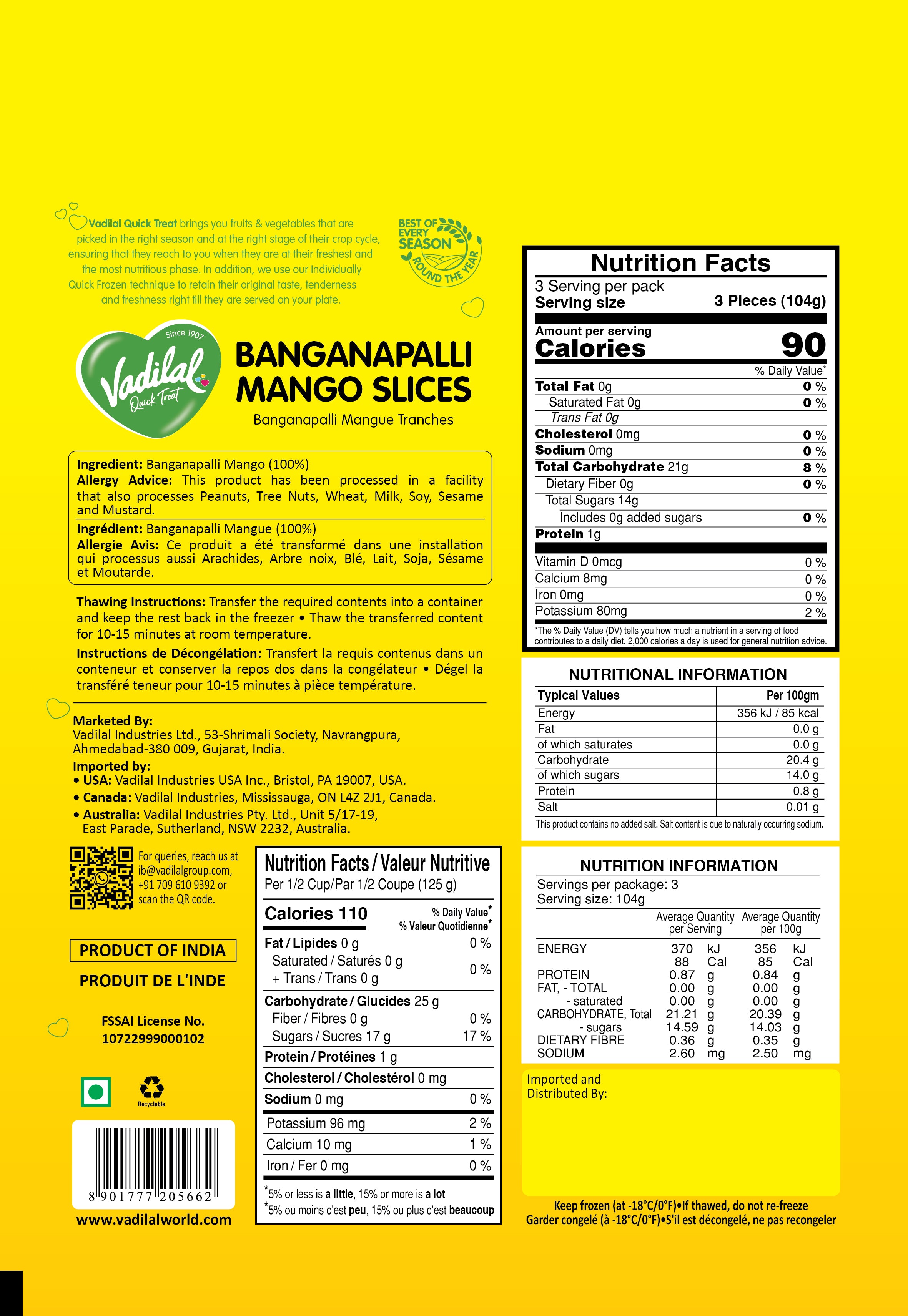 Bangnapalli Mango Slice – Vadilal Quick Treat